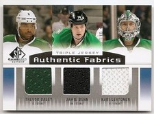 13/14 SP GAME USED AUTHENTIC FABRICS TRIPLE JERSEY Daley/Benn/Lehtonen #AF3DAL