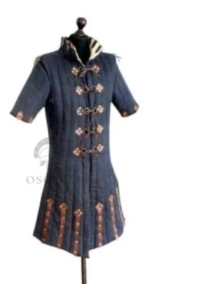 Gambesón Medieval Renacimiento Disfraz Grueso Acolchado Aketón Chaqueta Foto 1 de 2