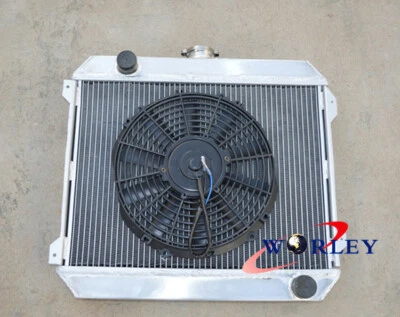 Radiador de aluminio de 3 filas + ventilador para Nissan Datsun STANZA 510 610 710 720 L20B MT 56mm Foto 1 de 4