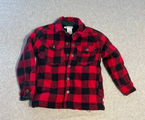 TOMMY BAHAMA Youth Small 5/6 Sherpa Red & Black Plaid Jacket Lumberjack Campcore - Picture 1 of 6