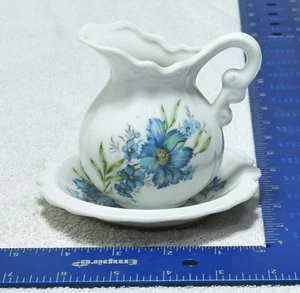 Crema y plato estampado vintage Inarco Japón E-4543 azul aciano - Imagen 1 de 9