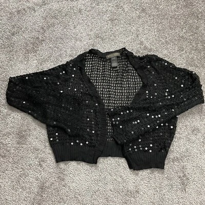 Suéter Recortado Bisou Bisou Michele Bohbot Para Mujer Grande Negro Tejido Lentejuelas Encogidas Foto 1 de 4