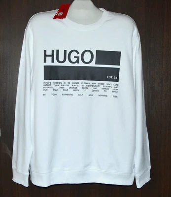Suéter Hugo Boss Blanco Negro Logo Manga Larga Para Hombre Calce Ajustado Talla 2XL Foto 1 de 4