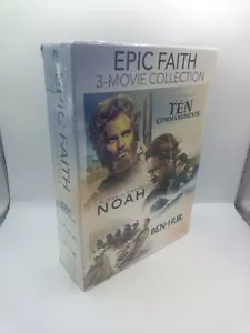 Epic Faith 3 Film DVD Collection: The Ten Commandments, Noah, Ben-Hur New Sealed - Picture 1 of 9