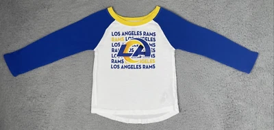 Los Angeles Rams Long Sleeve Shirt Girls  XS 4-5 White Blue NFL Team Apparel - Image 1 of 4