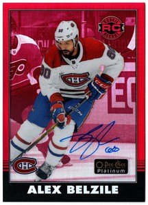 2020-21 UD O-Pee-Chee Platinum Retro Rainbow Red Auto ALEX BELZILE #R-96 OPC RC