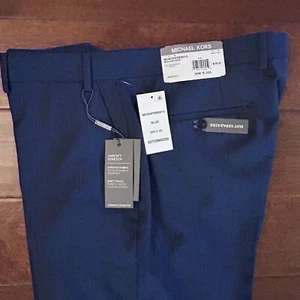 NEW Michael Kors Mens Wool Airsoft Stretch Dress Pants Blue 36W 32L NWT Ret $190 - Picture 1 of 11