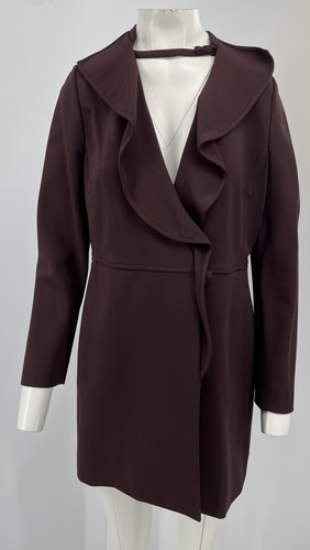 Cappotto elasticizzato Valentino Borgogna dettaglio arricciacapelli manica lunga media lunghezza taglia 10