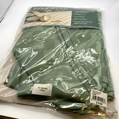 Fabric Tablecloth Moss Green 70" Round Rd Brussels Bardwil Linens Easy Care  - Image 1 of 4