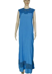 Lucky Brand Floral Crochet Sleeveless Cutout Blue Casual Maxi Dress New XS  - Picture 1 of 2