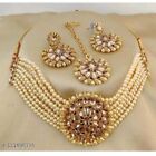 Indian Bollywood Style Gold Finish Beads Choker Necklace Set Womens Jewellery