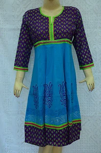 Indian Floral Kurta Kurti Tunic Anarkali Suit Top Cotton Ethnic Women Wear Dress - Picture 1 of 4