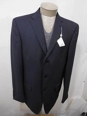Abrigo Blazer Chaqueta Deportivo 100% Lana Murano Para Hombre 3 Botones Azul Marino Rayas 44L Foto 1 de 4