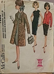 1960s Vintage MCCALL'S 7399 Junior Dress & Coat size 7-9 bust 32 Cut Complete  - Picture 1 of 2