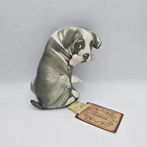 Vintage Plush Vinyl Pit Bull Terrier Dog W Bone Ohio Wholesale 7" Shelf Sitter - Picture 1 of 6