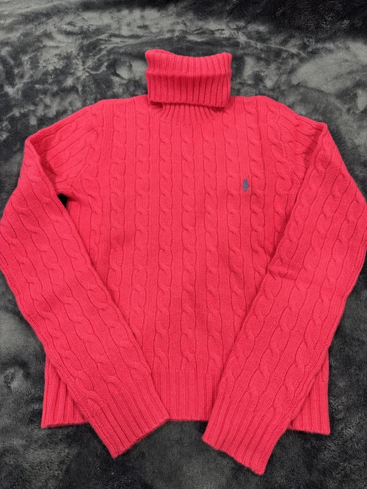 Suéter Ralph Lauren Mujer Cuello Tortuga Rosa Manga Larga Lana Cachemira S, 900121 Foto 1 de 4