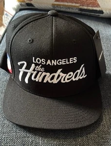 Y2K THE HUNDREDS Los Angeles SnapBack Acrylic Wool - Black Baseball Hat OS BNWT - Picture 1 of 14