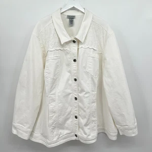 Catherines Denim Jacket Coat Plus Size 5X Stretch Minimalist Cottagecore Western - Picture 1 of 11