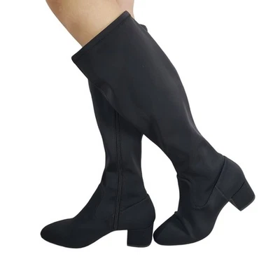 Botas hasta la rodilla Alex Marie para mujer de tela negra talla 7,5 M Foto 1 de 4