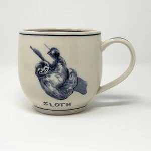 MOLLY HATCH ANTHROPOLOGIE Azul Blanco Crema Perezoso Café Taza de Té Taza Cerámica - Imagen 1 de 7