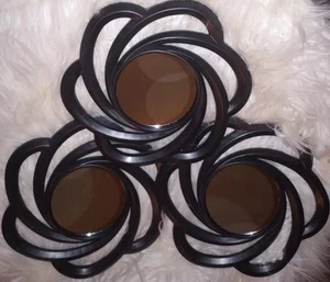 3 Small Sunburst Starburst Mirrors Black Plastic Glass Home Office Wall9.75x9.75 - Picture 1 of 22