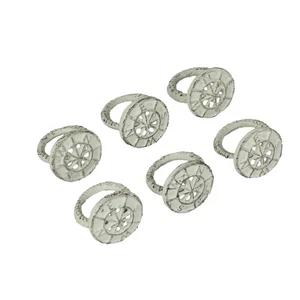 Set of 6 White Cast Iron Compass Rose Napkin Rings Decorative Nautical Dining - Picture 1 of 8