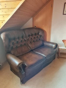Braune Ledercouch 2-Sitzer - Bild 1 von 2