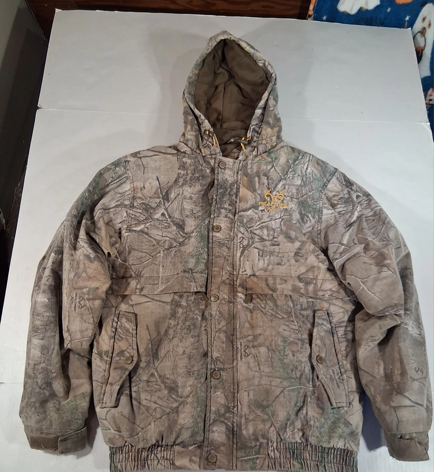 Realtree Camo Jacket Coat Mens M Green Hoodie Full Zip Extra - Image 1 of 4