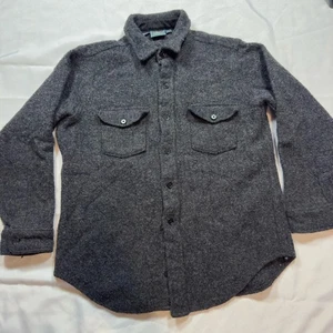 Vtg Woolrich Shirt Button Up Wool Thick Field Shirt Overshirt Dark Gray Sz. S - Picture 1 of 8