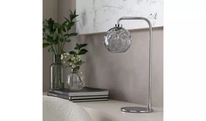 Lampada da tavolo Argos Home Luxe in vetro 40 cm e metallo - cromo e grigio - Foto 1 di 11