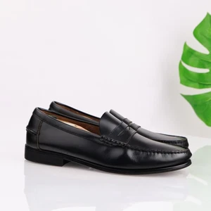 Florsheim Mens Berkley Penny Loafers Size 11 D Black Leather Moc Toe Dress Shoes - Picture 1 of 14