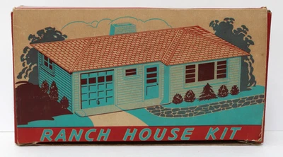 Plasticville RH-1 Ranch House Kit White Sides Light Blue Roof & Trim LNIB Boxed - Image 1 of 4