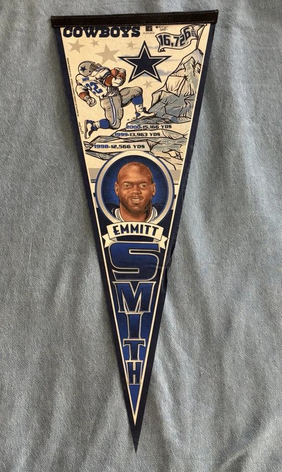 Dallas Cowboys Emmitt Smith RB Rushing Title Goal Pennant - Image 1 of 4
