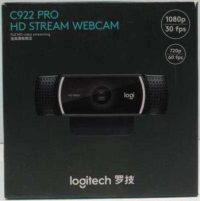 NEW Logitech C922 1080p Pro Stream HD Webcam Black 30 fps (720p 60 fps) - SEALED - Image 1 of 4