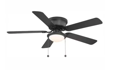 Hampton Bay Hugger 52" LED Ceiling Fan Black Indoor Light Kit Flush Mount 🔷 - Image 1 of 4