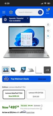 Lenovo IdeaPad 1 15ALC7 15.6" Ryzen 7 5700U 1.8GHz 16GB RAM 512GB SSD - image 1 of 4