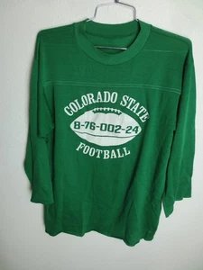 Vintage 1970's Colorado State University Football t-shirt Jersey CSU Green XL? - Picture 1 of 12