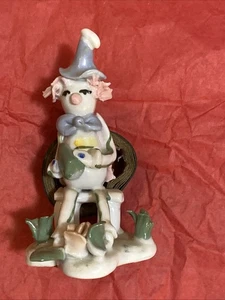 Pastel Bisque Porcelain Clown Playing Trombone - Picture 1 of 2