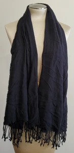 Tuch Schal Halstuch einfarbig schwarz Fransen 22x56" Twist Fransen Goth dunkel Fee Grunge - Bild 1 von 13