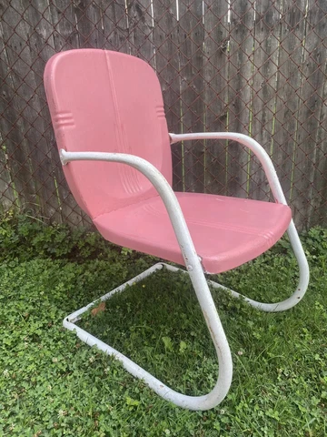 VTG 40-50s Art Deco Modern Steel Metal Patio Lounge Chair Porch Lawn Springing Cover