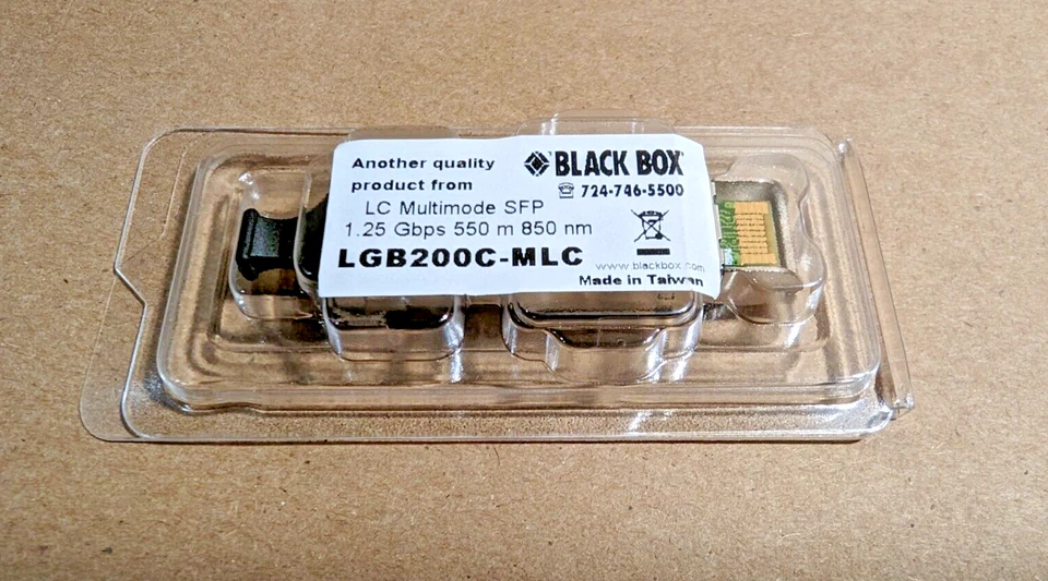 BLACK BOX LGB200C-MLC LC Multimode SFP Optical Transceiver  1.25Gbps  850nm - Image 1 of 4