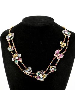 Hermoso Collar de Flores y Mariposas de Cristal Mayordomo y Wilson como Nuevo en Caja - Imagen 1 de 5