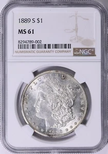 1889-S MORGAN DOLLAR NGC MS61 - Picture 1 of 3