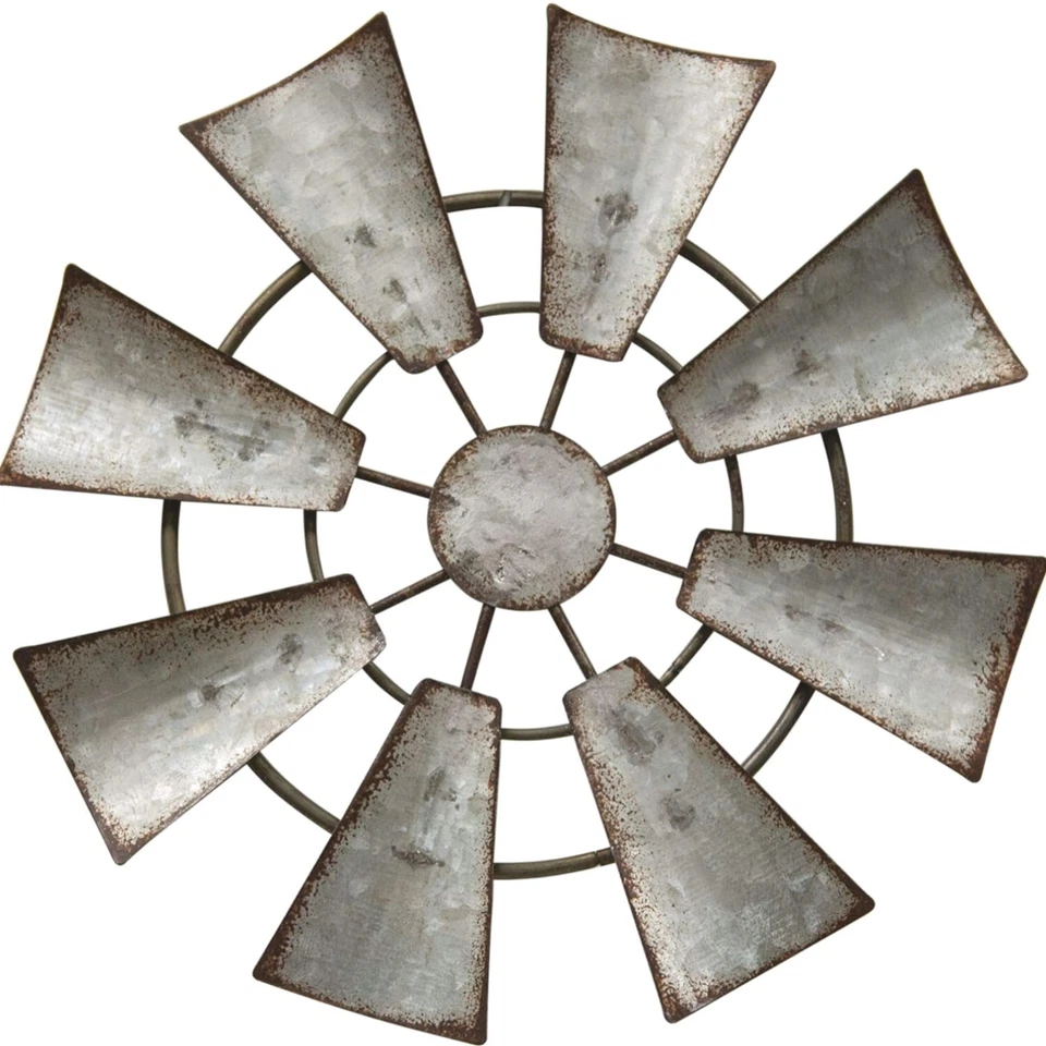 Distressed Galvanized Farmhouse Metal Hanging Windmill 7 Inch