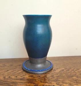 Arts & Crafts Tudric Pewter Lancastrian Pottery Vase Enamel Banding 01707 c1910 - Picture 1 of 8