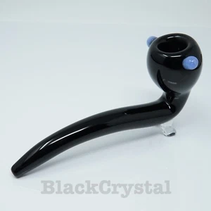 Pipa in vetro per fumare tabacco Sherlock ossidiana solida brillante fatta a mano 7 in - Foto 1 di 5