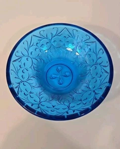3,75 Zoll Blaue Klarglas Schmuckschale mit geprägten Ranken  - Bild 1 von 5