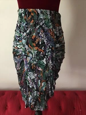 Catherine Malandrino verde azulado fruncido cintura alta falda lápiz 8 jersey de seda Foto 1 de 4