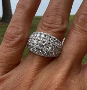 Laborgefertigter Diamant 3 kt Rundschliff 7-reihig Pavé Jubiläumsring 14 kt Weißgold GP - Bild 1 von 7