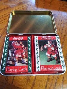 Coca-Cola Santa Clause Playing Cards Christmas Tin Limited Edition Vintage 1993 - Picture 1 of 5